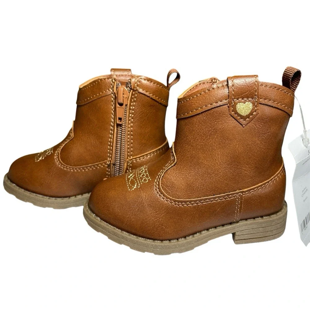Carter's Girls 5T Toddler Cowgirl Cowboy Boots Delilah Western Brown Zipper NEW!